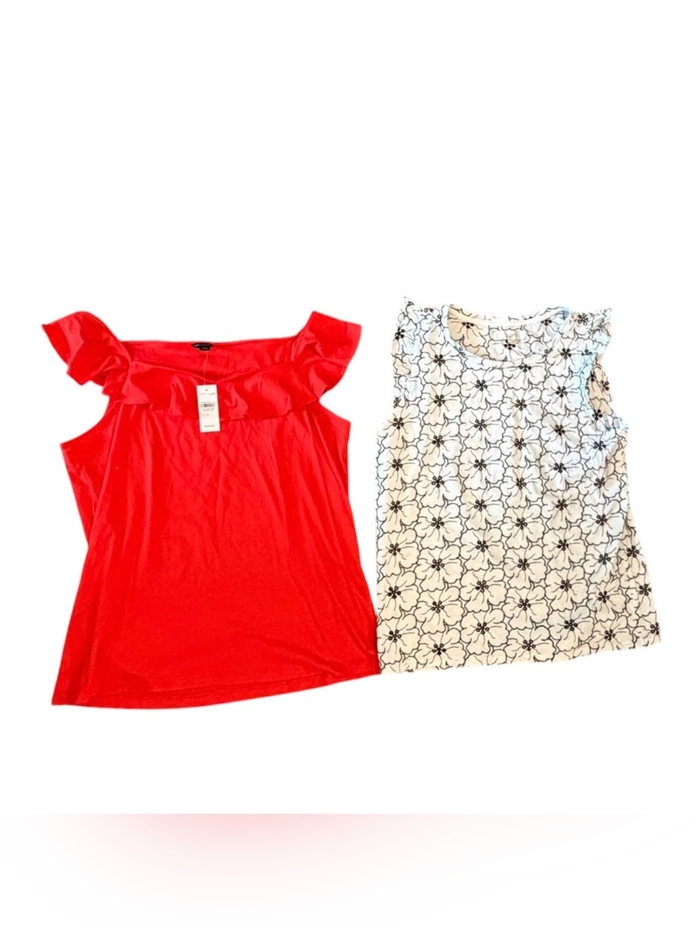 Ann Taylor LOFT Tank Tops Ruffle Floral NWT Size Large 2 Pc Lot